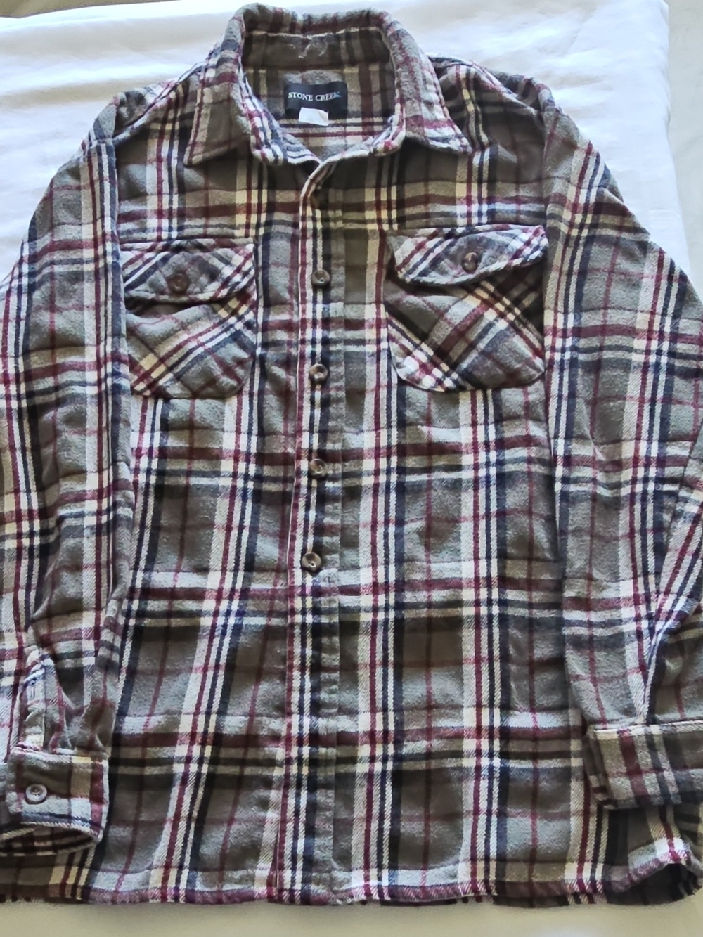 Stone Creek Men's Olive Plaid Flannel Shirt